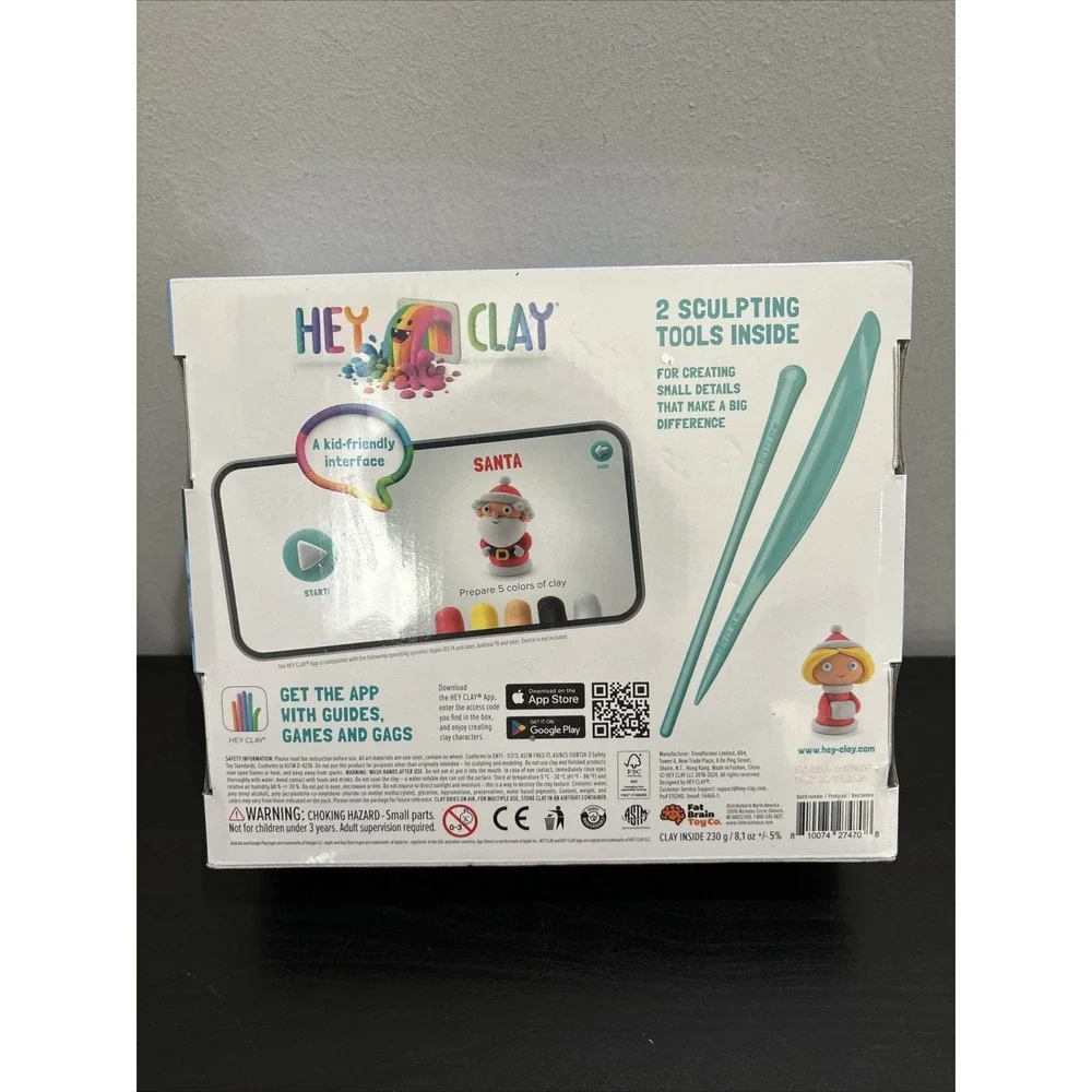 Fat Brain Toys Hey Clay Winter Holidays Clay Craft Set W/ SANTA and RUDOLPH New